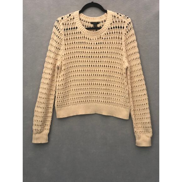 Halogen Women's Small Crochet Sweater in Creme Brulee NEW - Picture 1 of 5